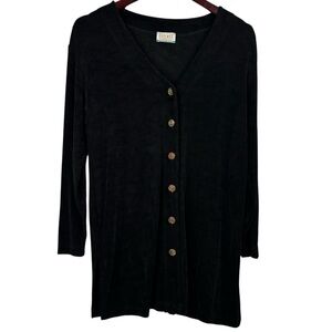 VTG Braemar Petites Jeremy Scott Black Lightweight Button Down V Neck Cardigan M